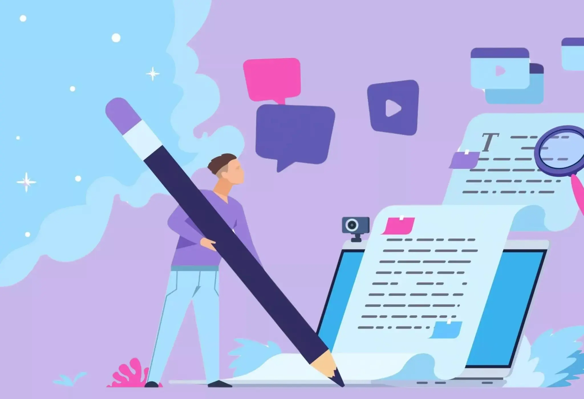 Person learning to blog at computer